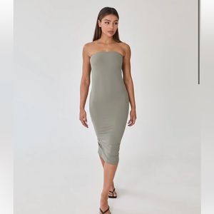 BECAUSE OF ALICE bandeau midi dress